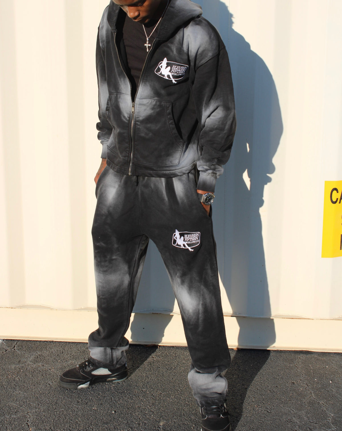 Black EF Worldwide Zip Up Set
